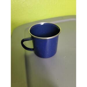 Blue Speckled Enamel Camping Cup Mug Silver Rim. Dishwasher Safe.